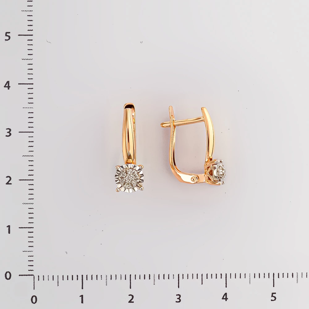 Серьги с бриллиантом из красного золота 585 пробы