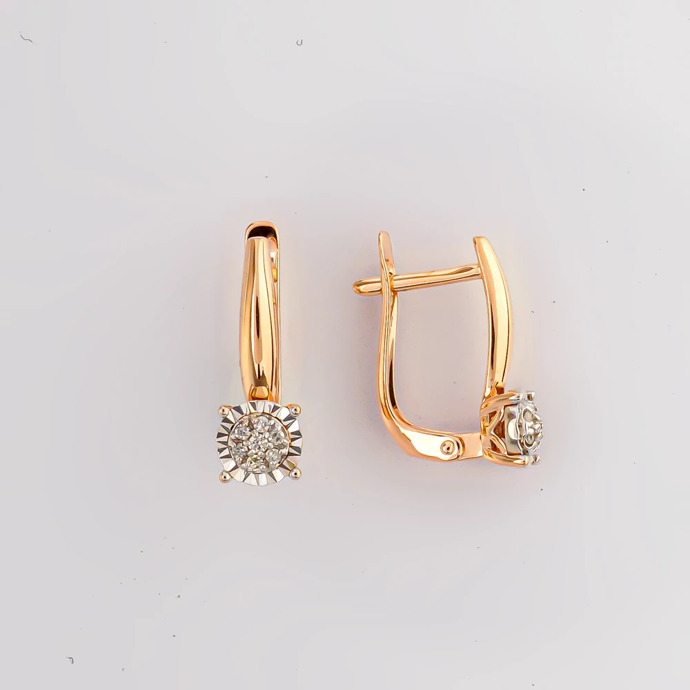 Серьги с бриллиантом из красного золота 585 пробы