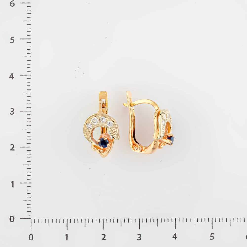 Серьги с сапфиром из красного золота 585 пробы