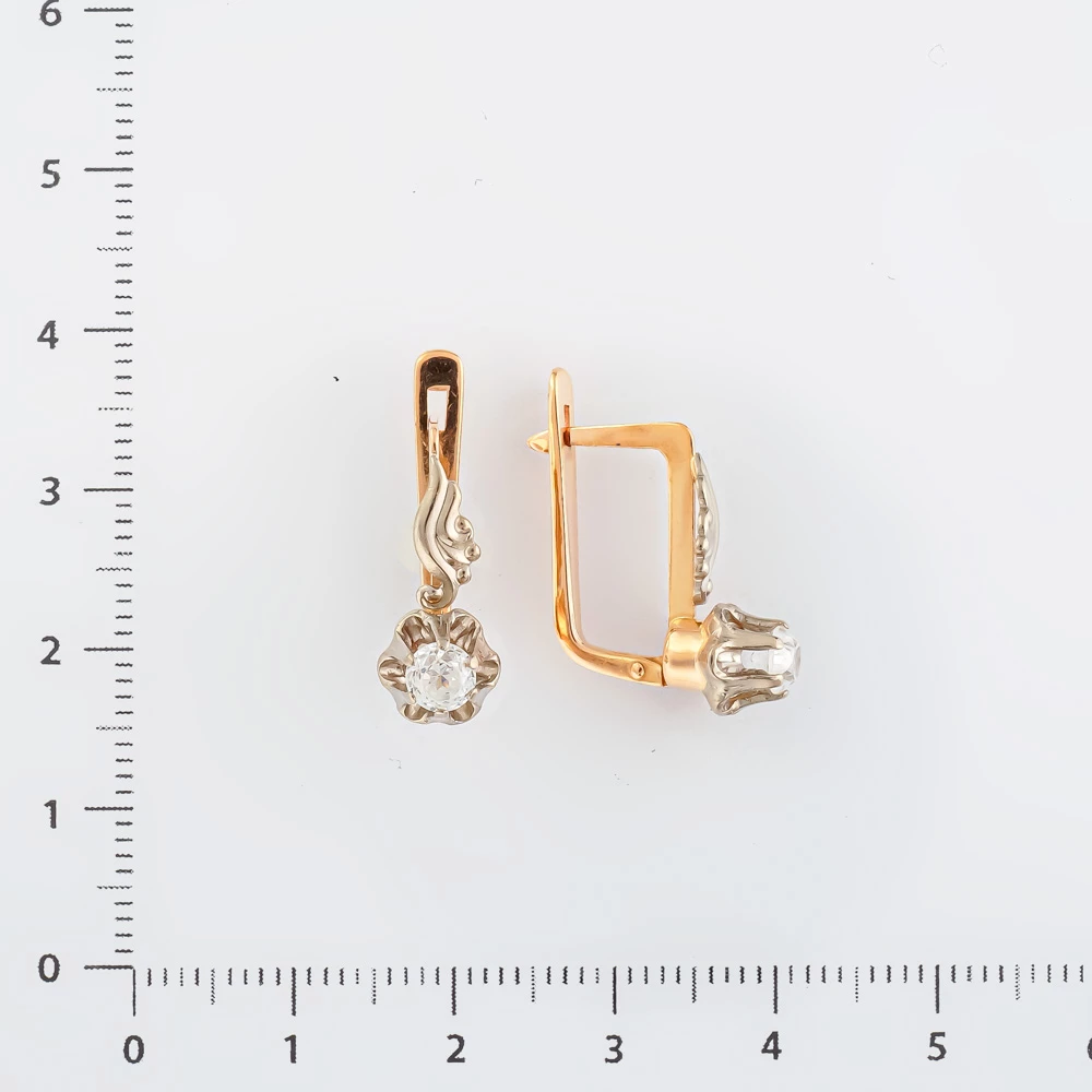 Серьги с фианитом из красного золота 583 пробы