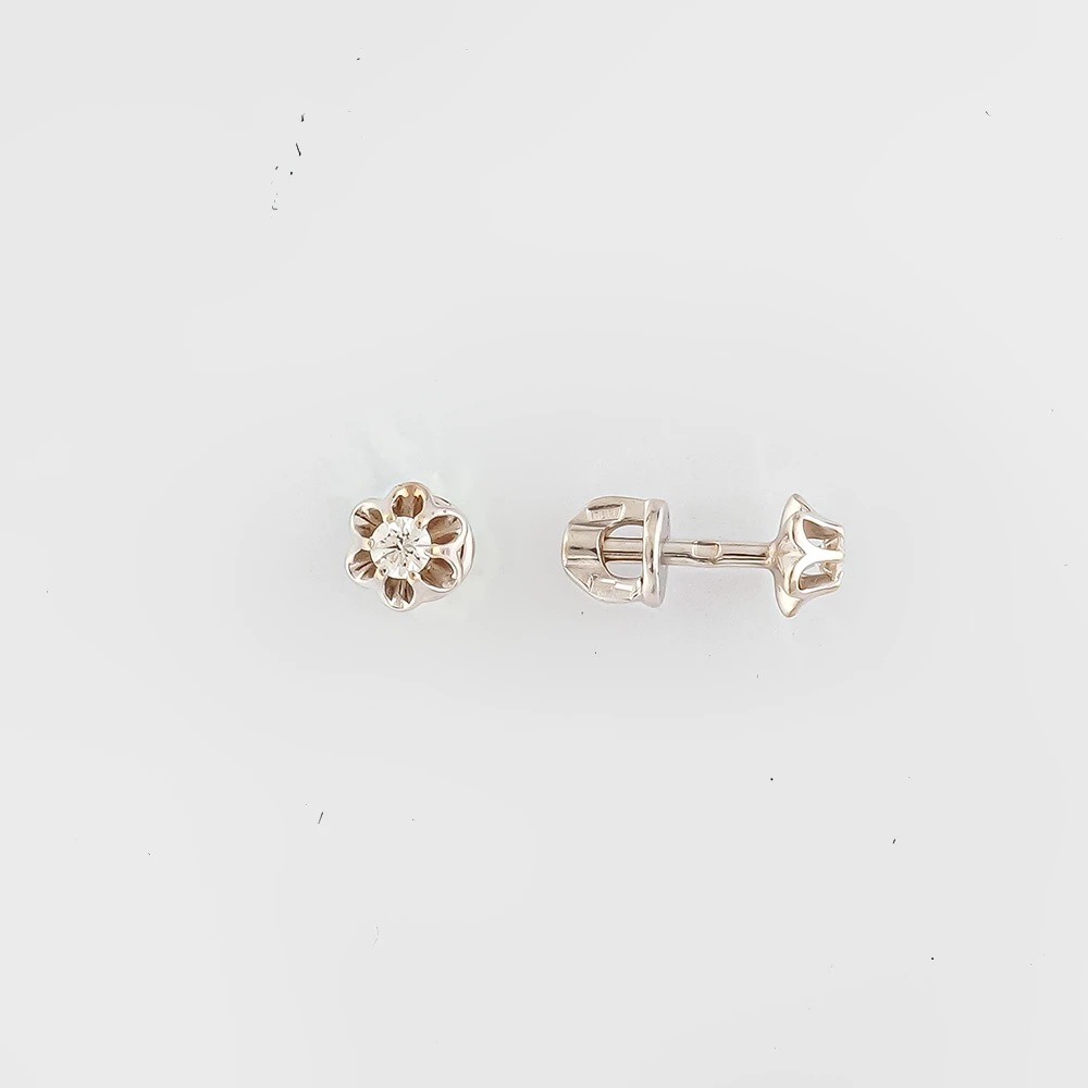 Серьги с бриллиантом из белого золота 585 пробы