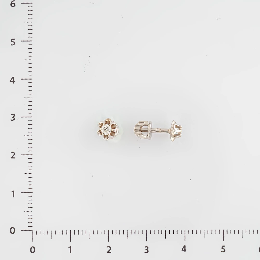 Серьги с бриллиантом из белого золота 585 пробы