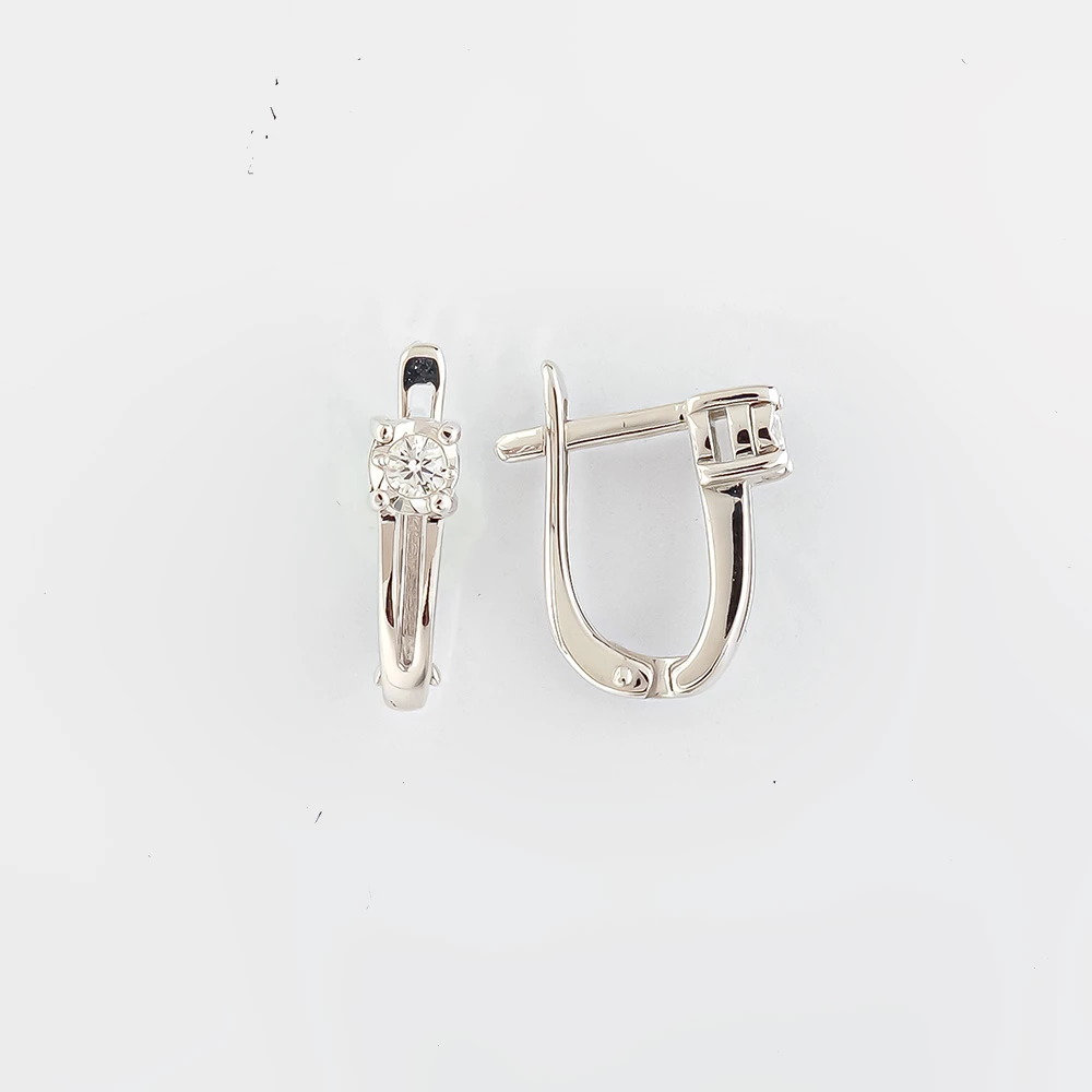 Серьги с бриллиантом из белого золота 585 пробы