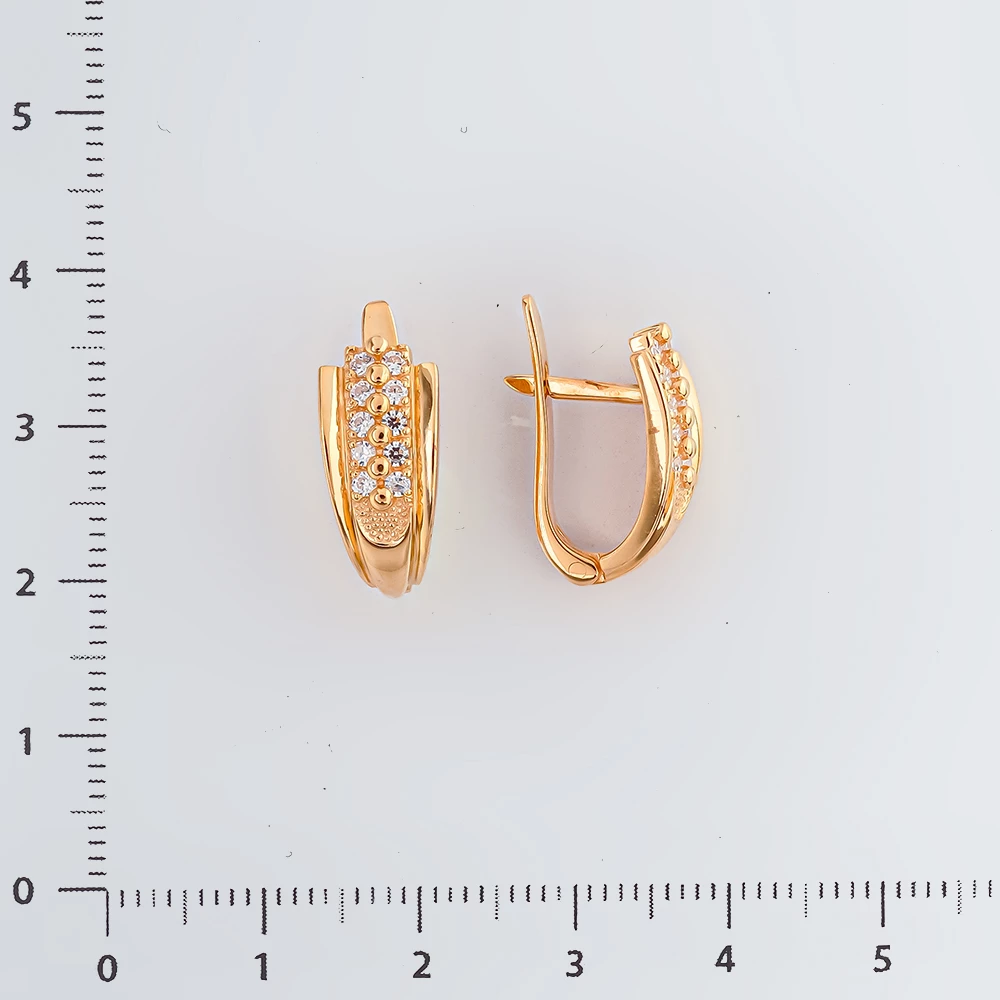 Серьги с фианитом из красного золота 585 пробы