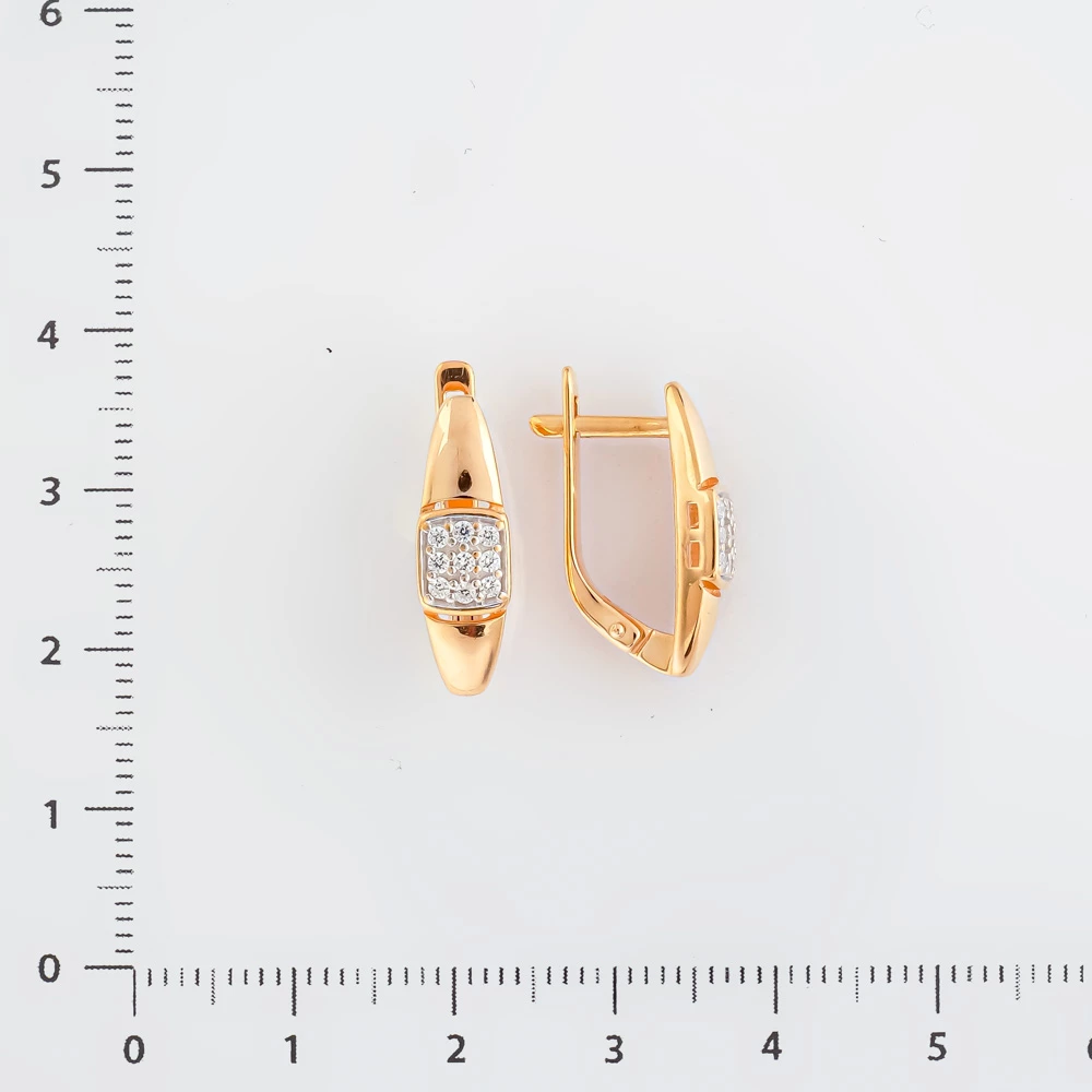 Серьги с фианитом из красного золота 585 пробы