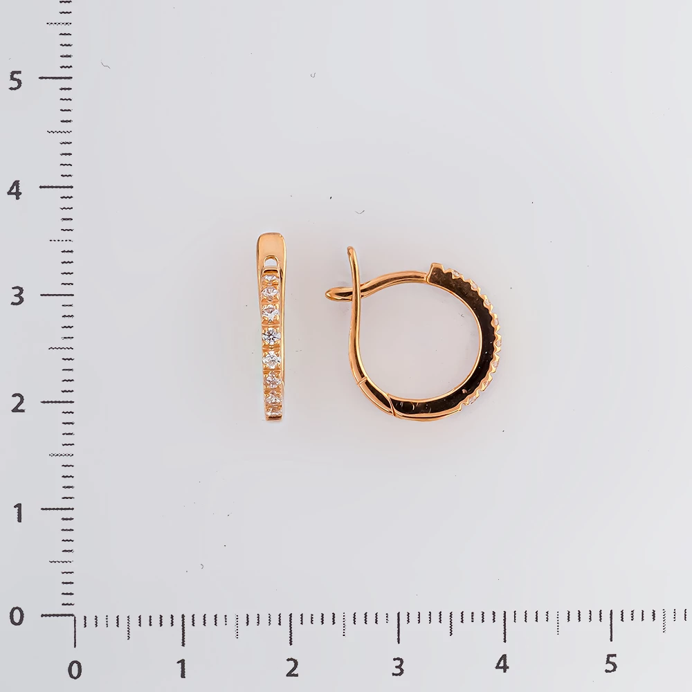 Серьги с фианитом из красного золота 585 пробы
