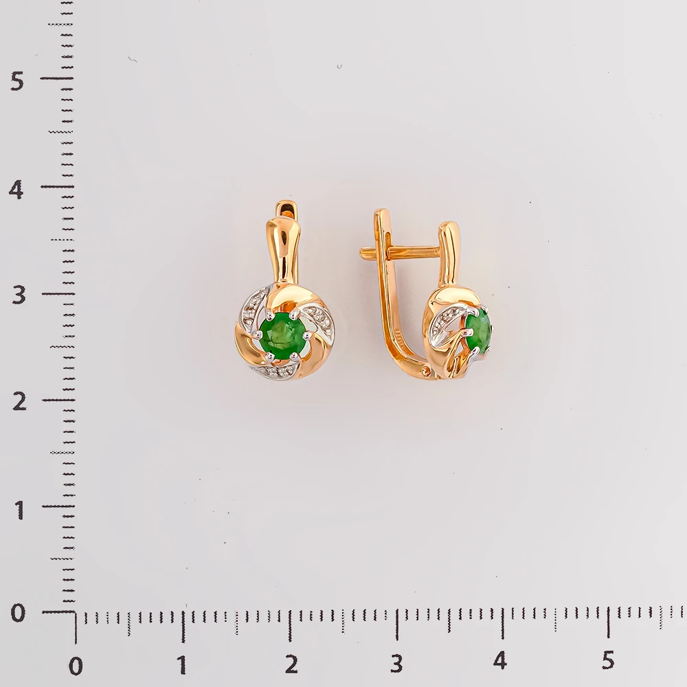 Серьги с изумрудом из красного золота 585 пробы