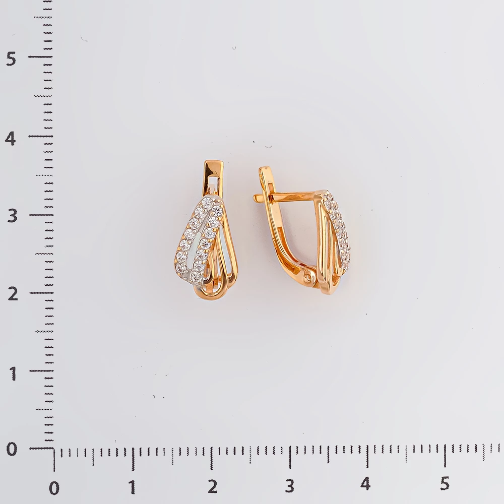 Серьги с фианитом из красного золота 585 пробы