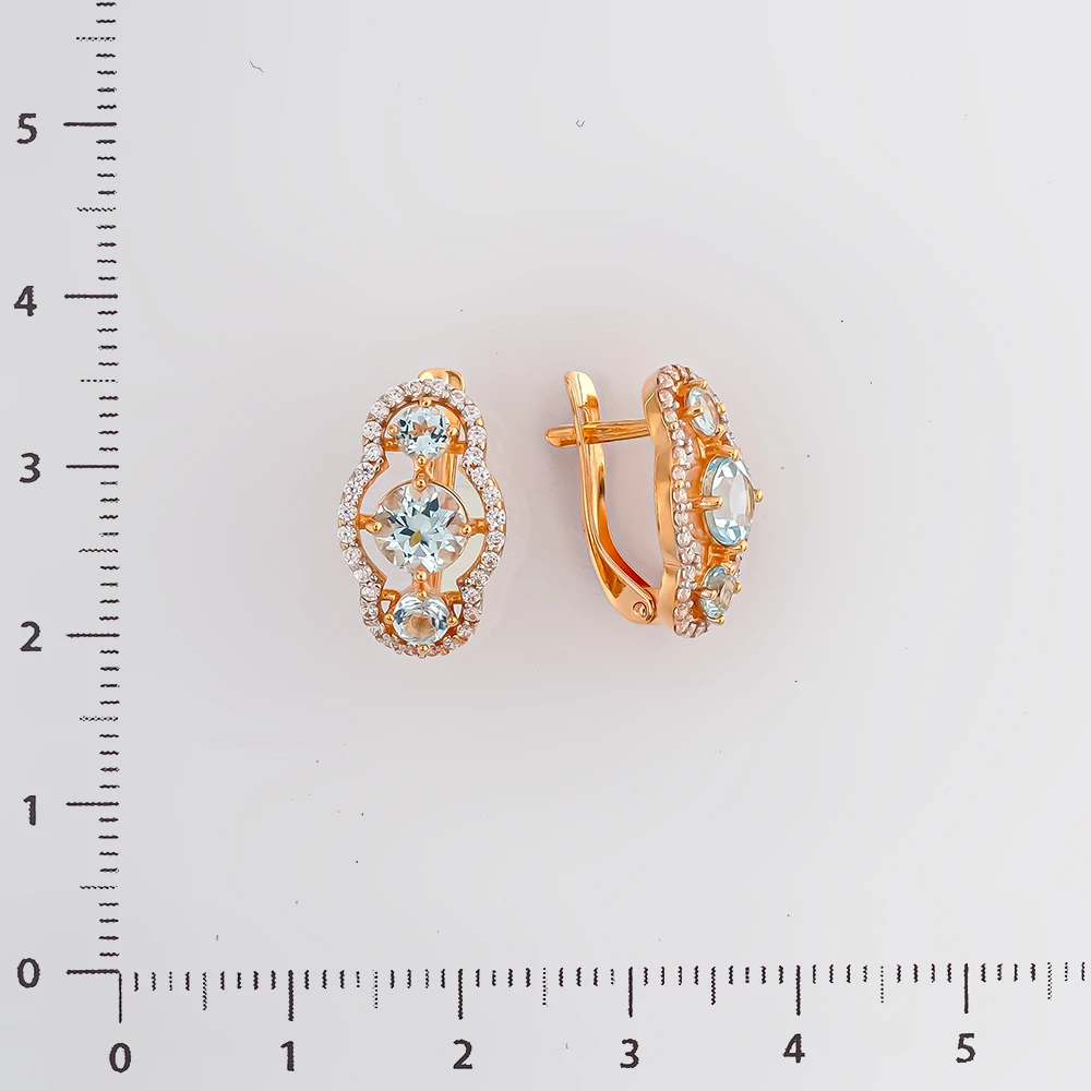 Серьги с топазом из красного золота 585 пробы