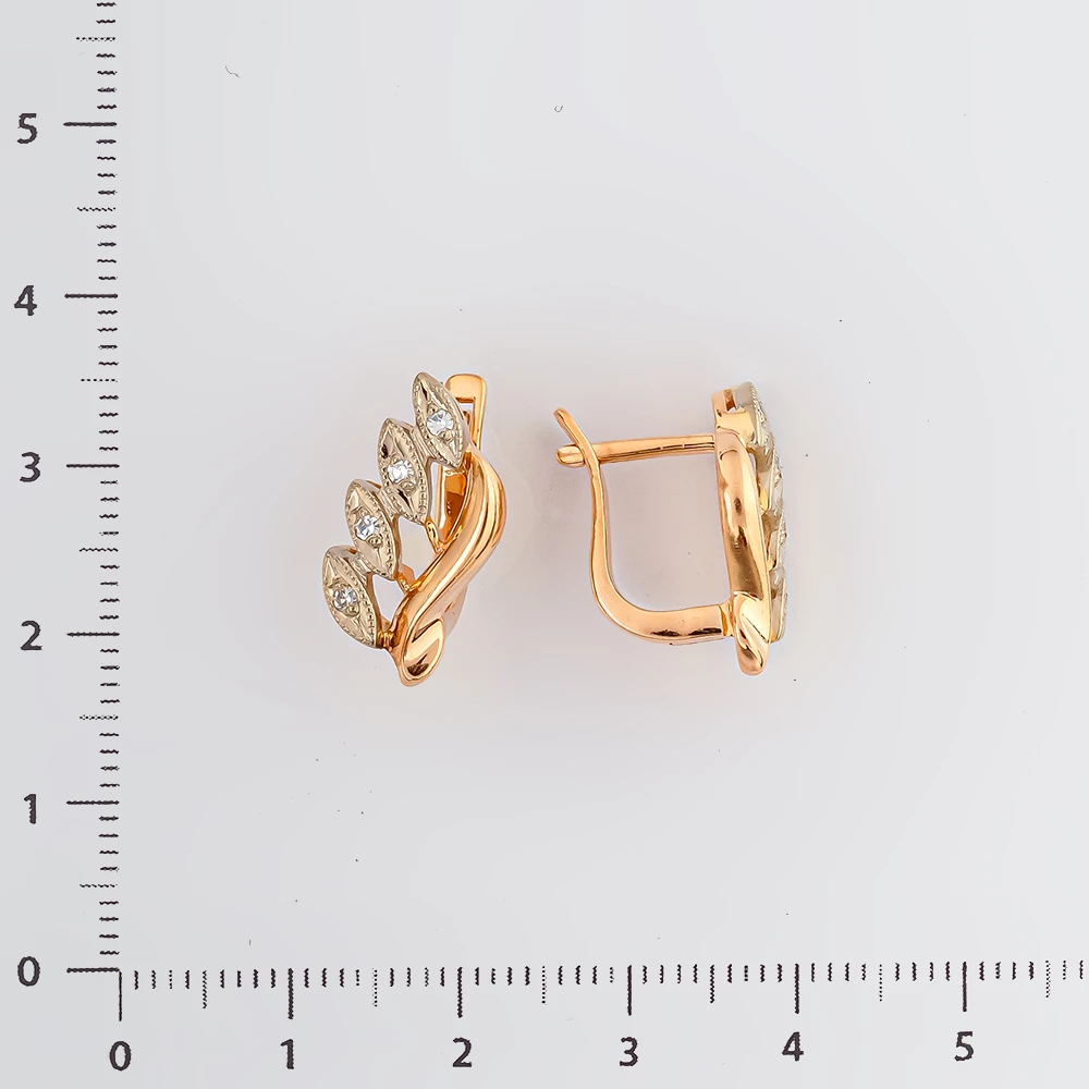 Серьги с бриллиантом из красного золота 585 пробы