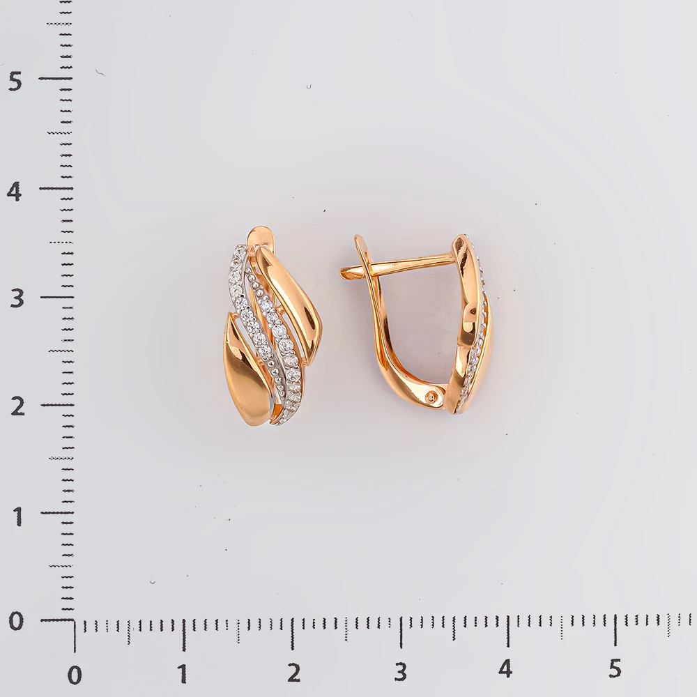 Серьги с фианитом из красного золота 585 пробы