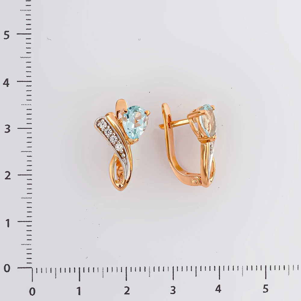Серьги с топазом из красного золота 585 пробы