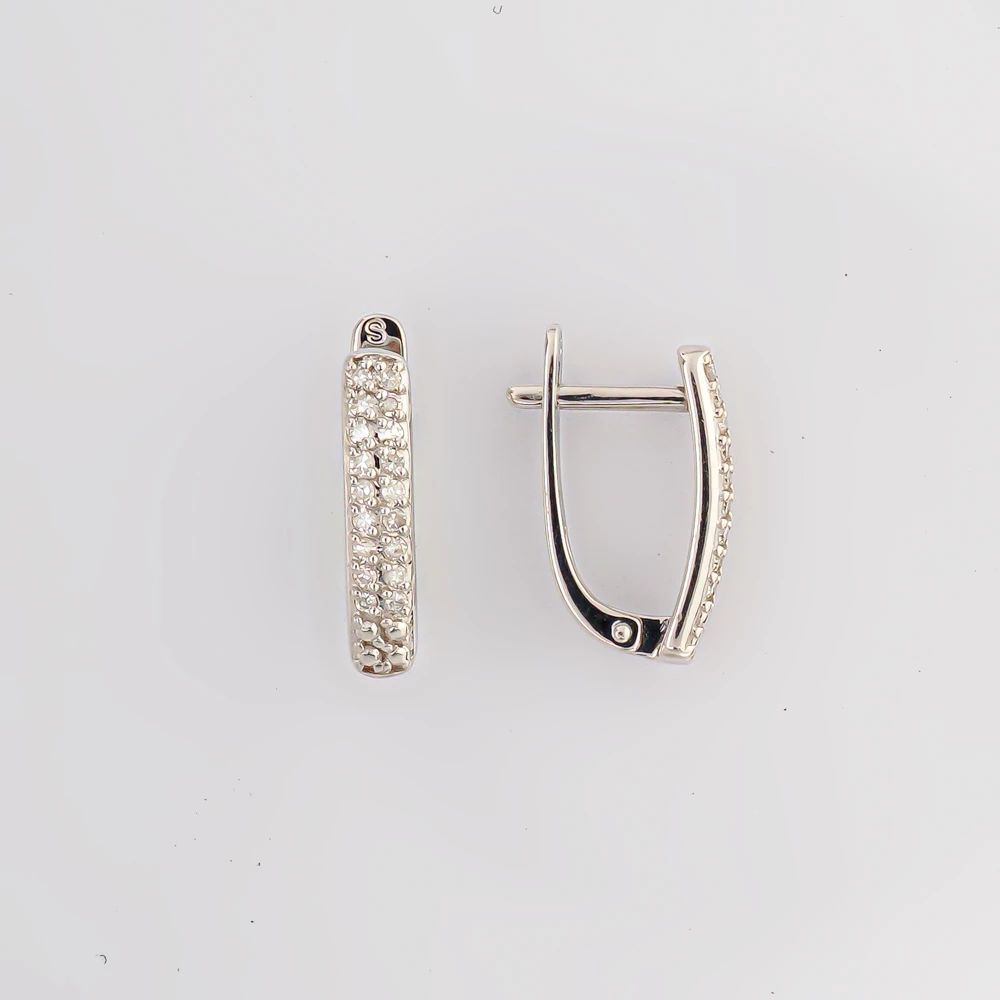 Серьги с бриллиантом из белого золота 585 пробы