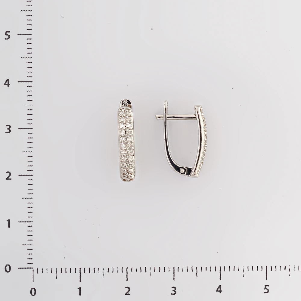 Серьги с бриллиантом из белого золота 585 пробы