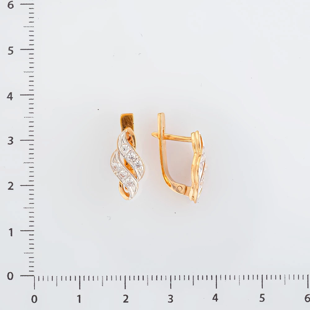 Серьги с фианитом из красного золота 585 пробы