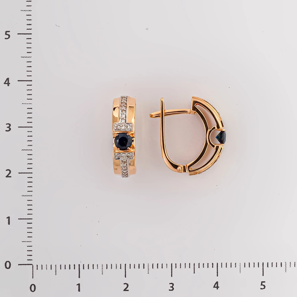 Серьги с сапфиром из красного золота 585 пробы