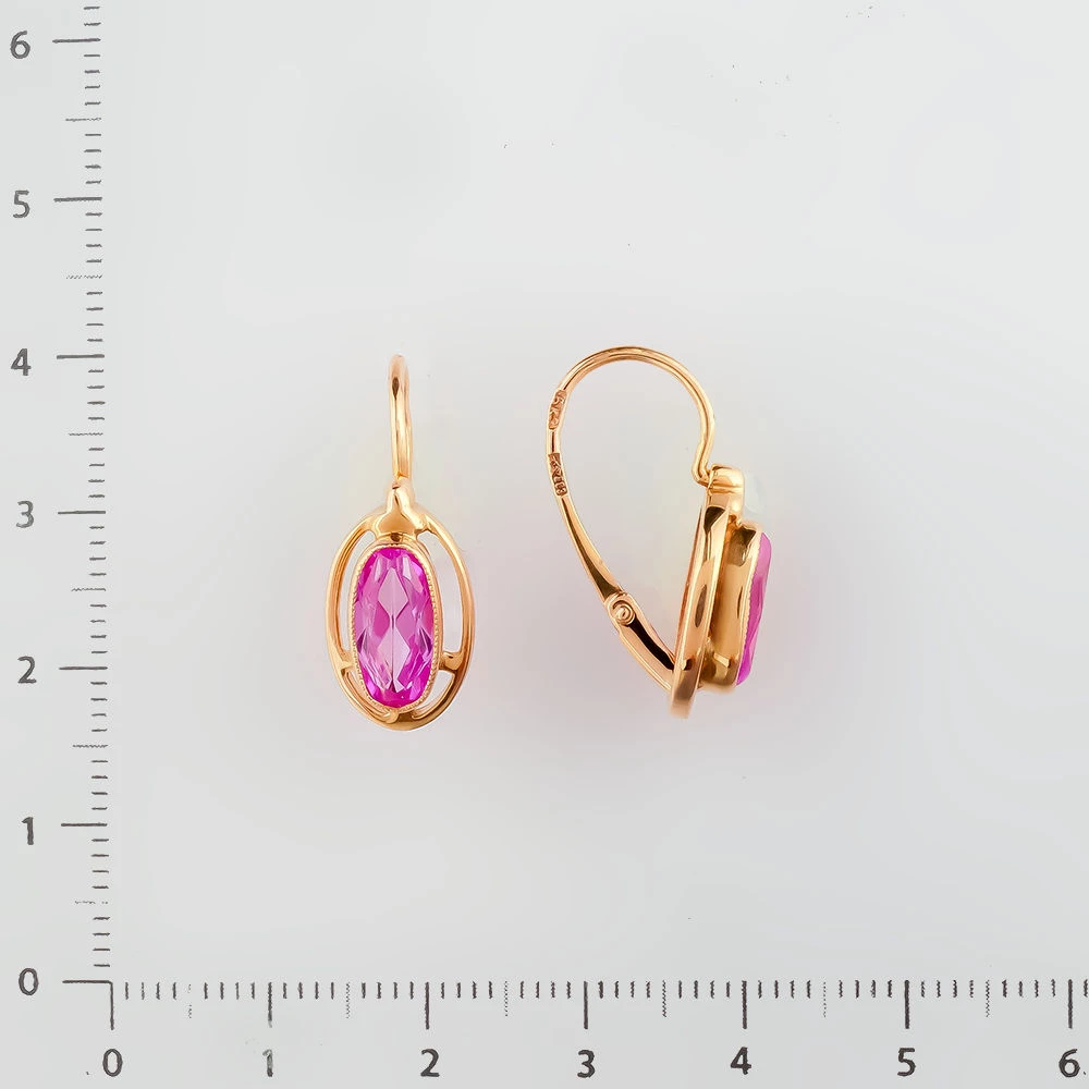 Серьги с фианитом из красного золота 583 пробы