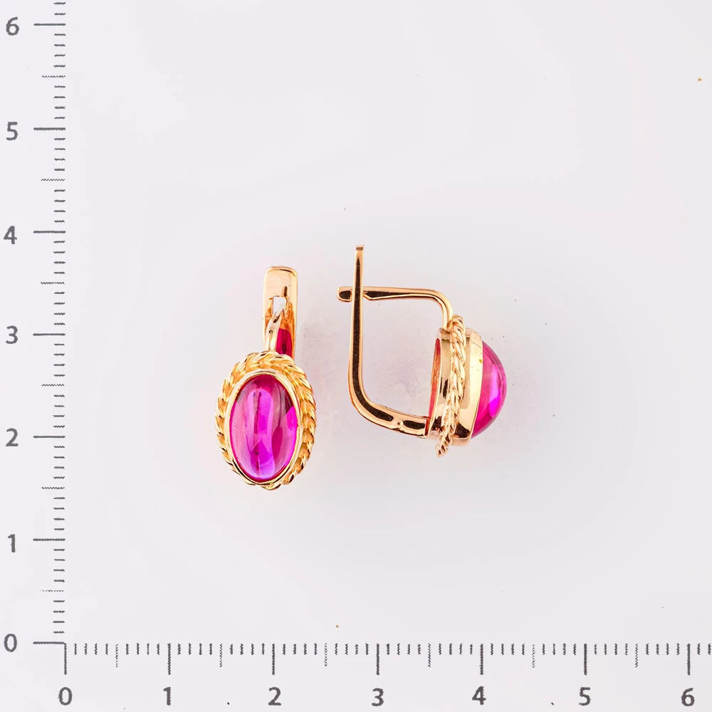 Серьги с фианитом из красного золота 585 пробы