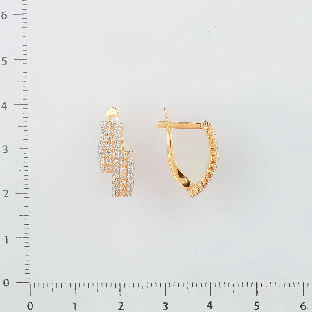 Серьги с фианитом из красного золота 585 пробы