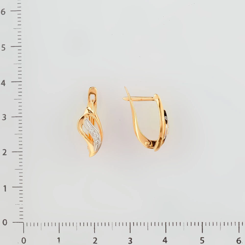 Серьги с фианитом из красного золота 585 пробы