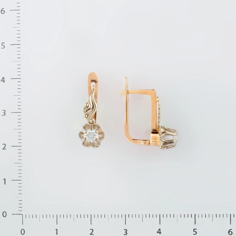 Серьги с фианитом из красного золота 583 пробы