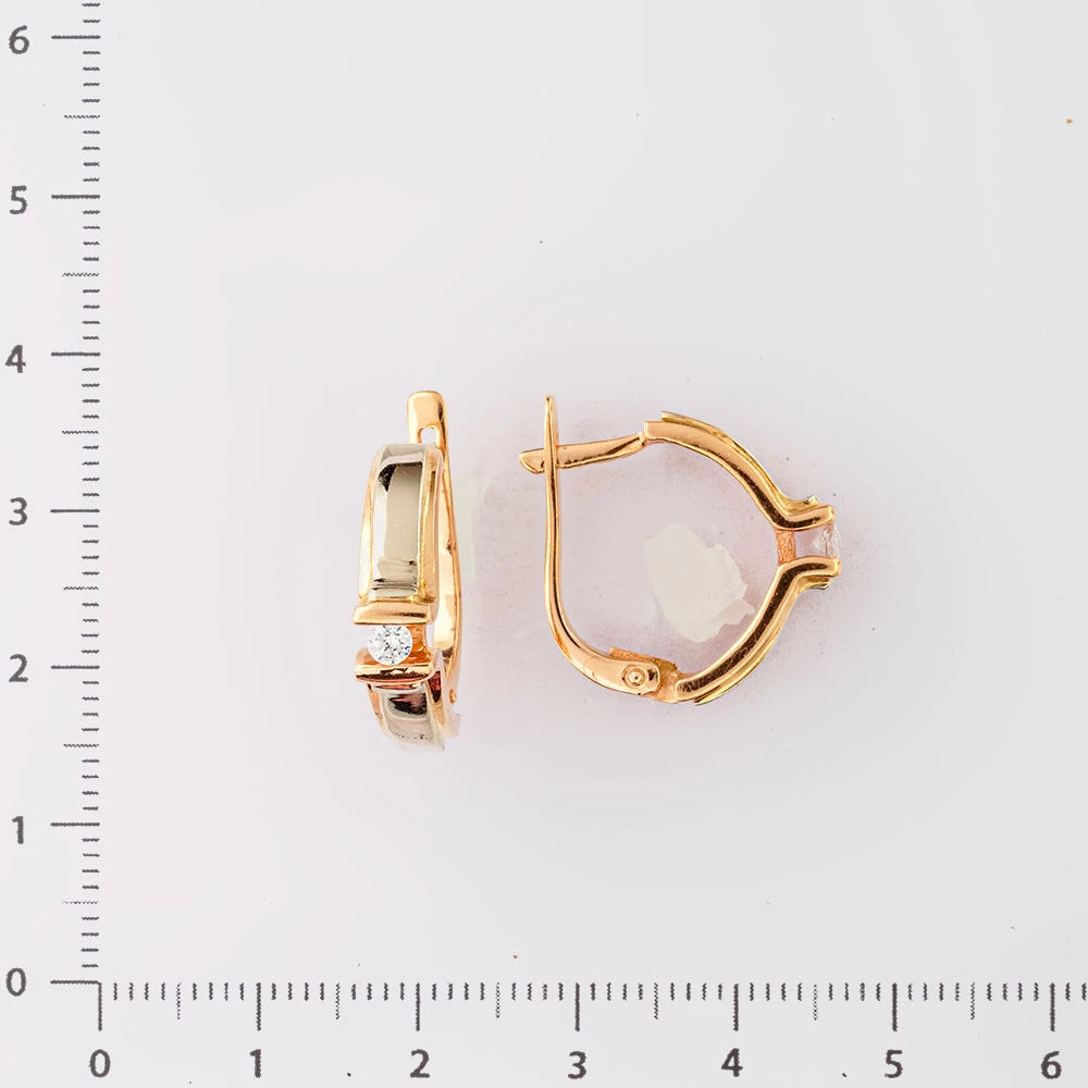 Серьги с фианитом из красного золота 585 пробы