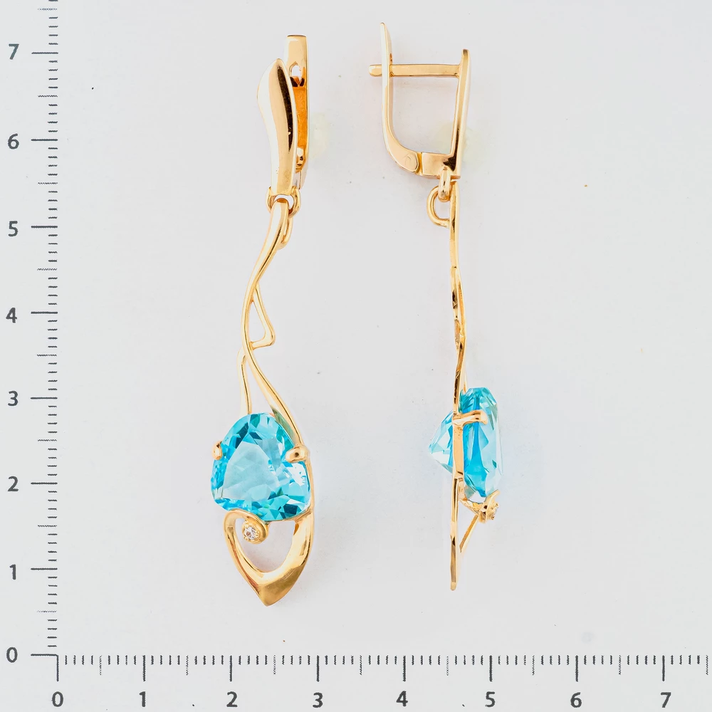 Серьги с топазом из красного золота 585 пробы