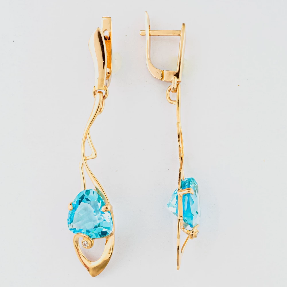 Серьги с топазом из красного золота 585 пробы