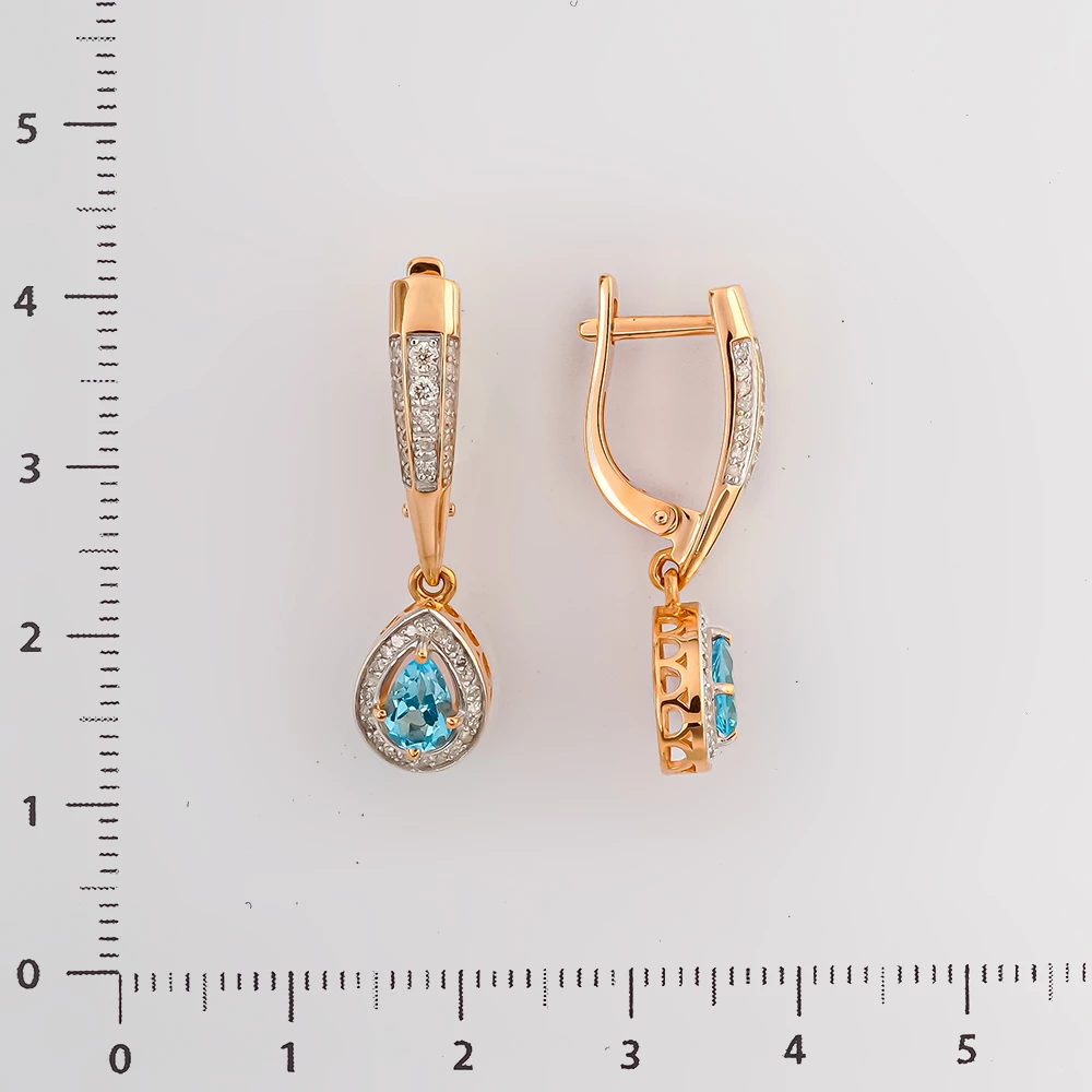 Серьги с топазом из красного золота 585 пробы