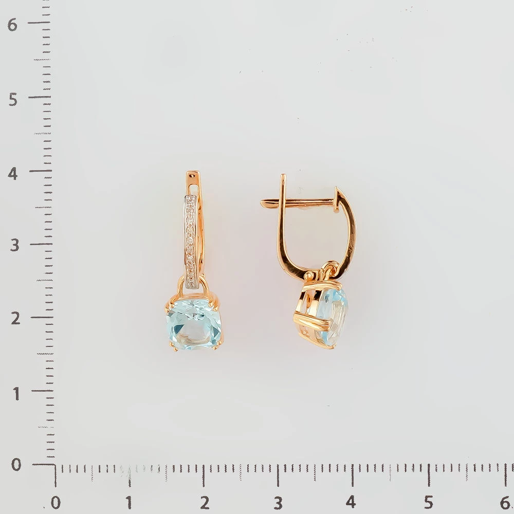 Серьги с топазом из красного золота 585 пробы
