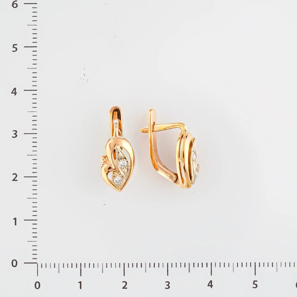 Серьги с бриллиантом из красного золота 585 пробы