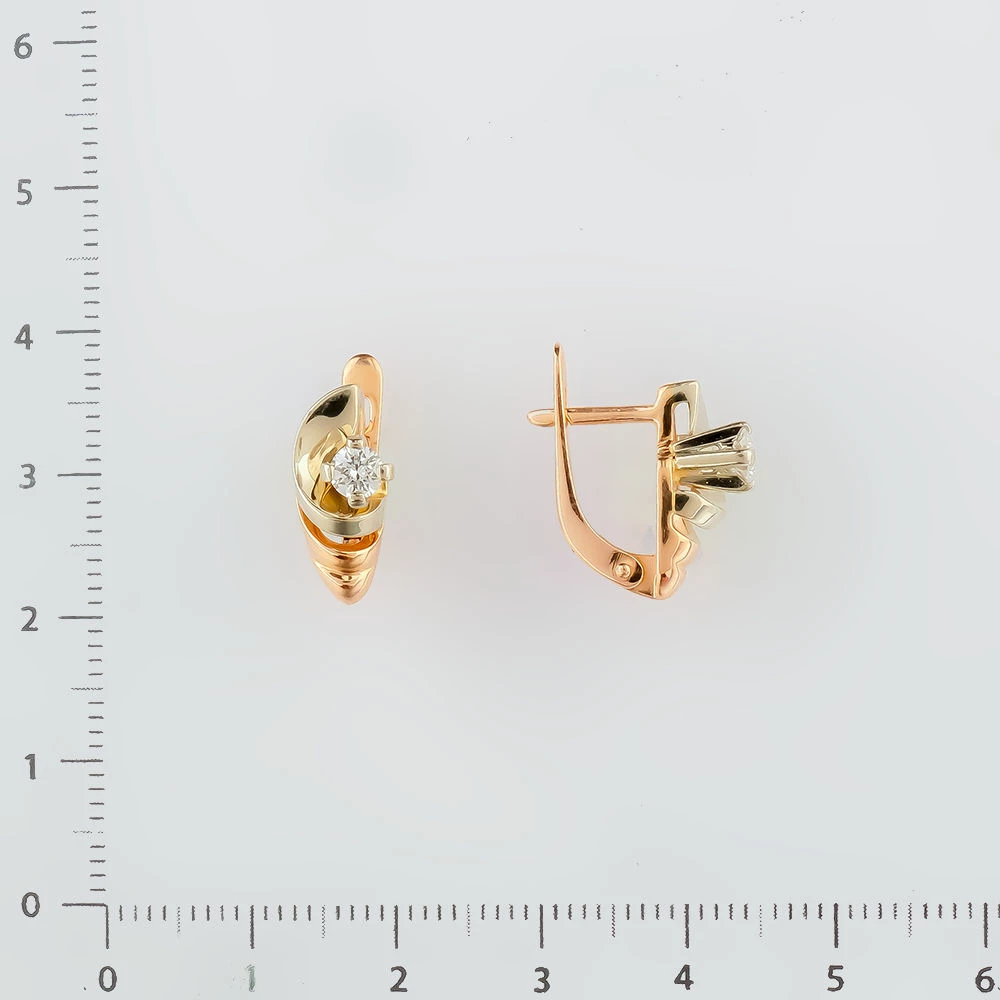 Серьги с бриллиантом из красного золота 585 пробы