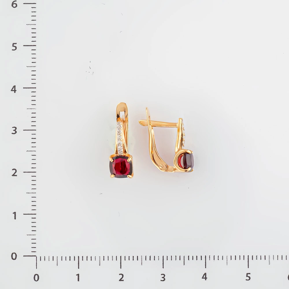 Серьги с гранатом из красного золота 585 пробы