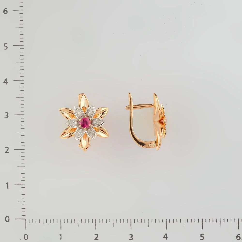 Серьги с ситаллом из красного золота 585 пробы