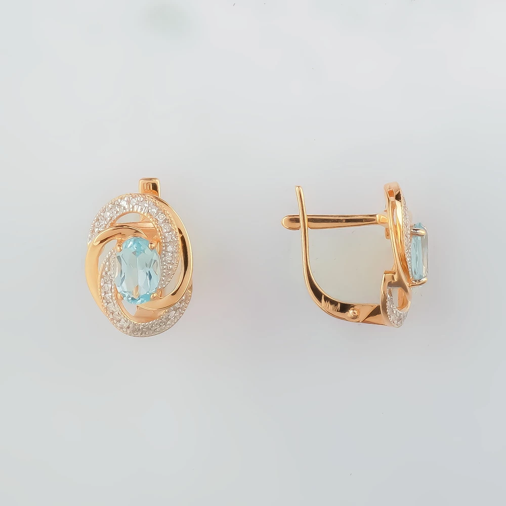 Серьги с топазом из красного золота 585 пробы