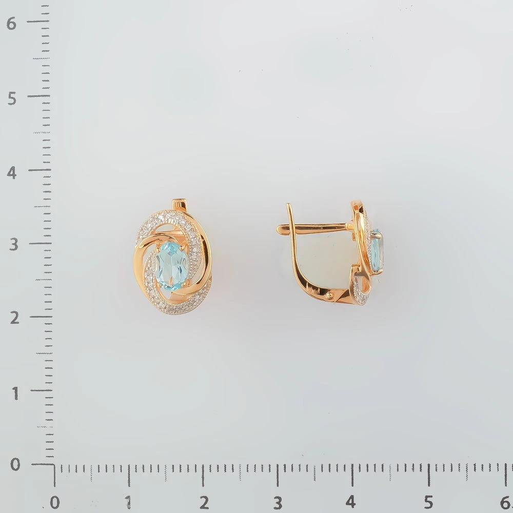 Серьги с топазом из красного золота 585 пробы