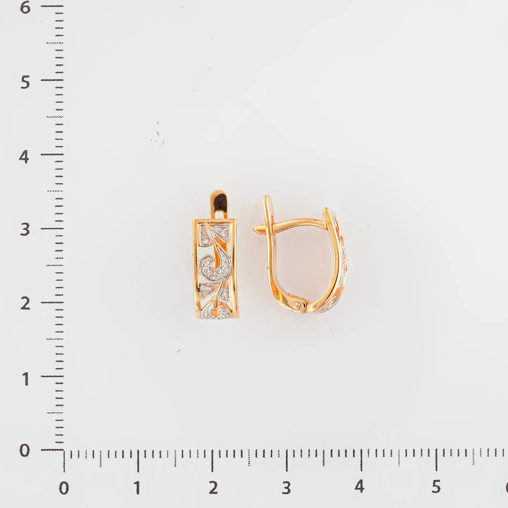 Серьги с бриллиантом из красного золота 585 пробы