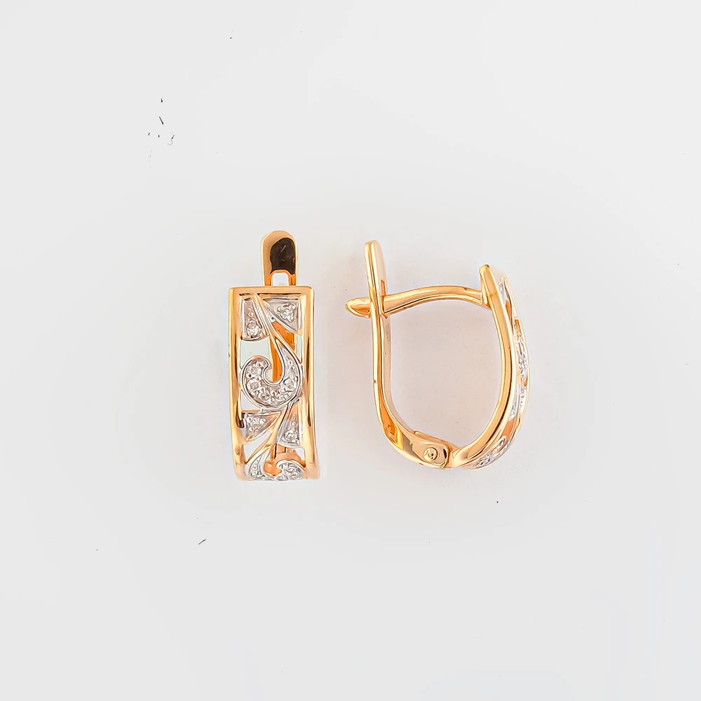 Серьги с бриллиантом из красного золота 585 пробы