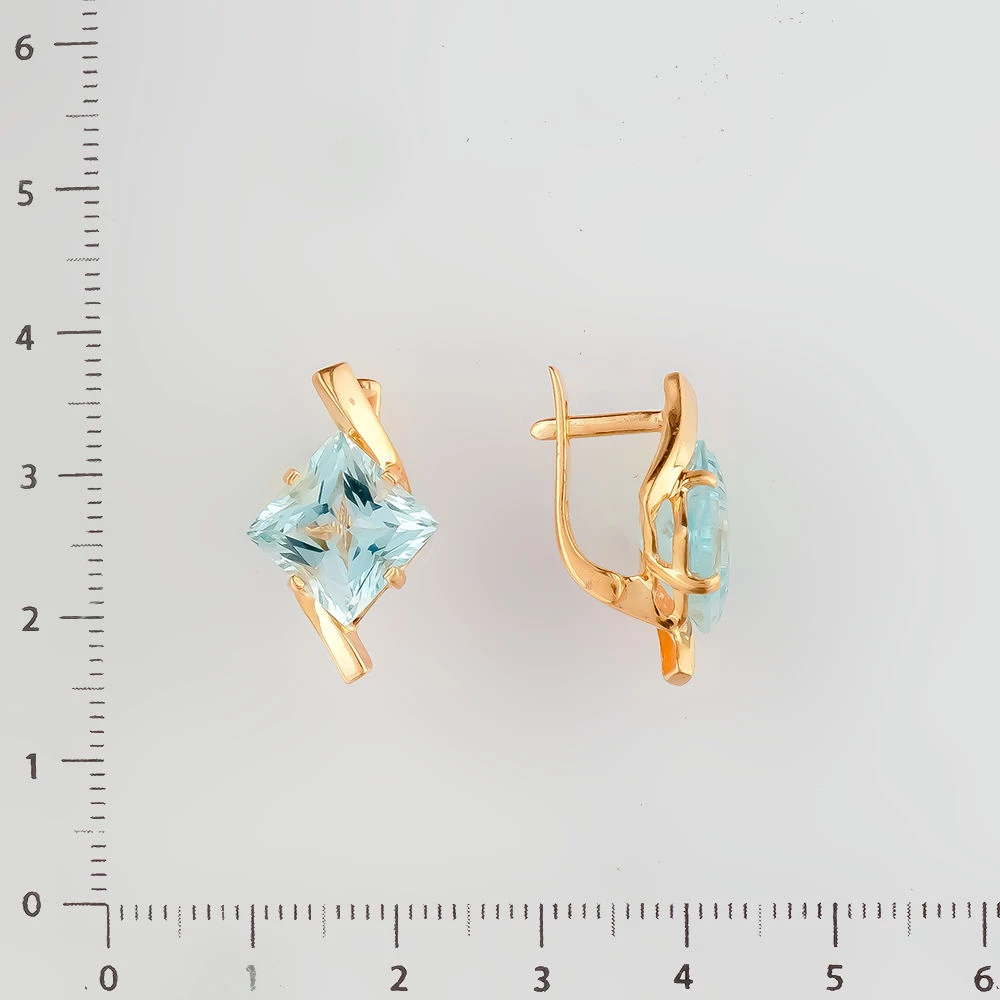 Серьги с топазом из красного золота 585 пробы