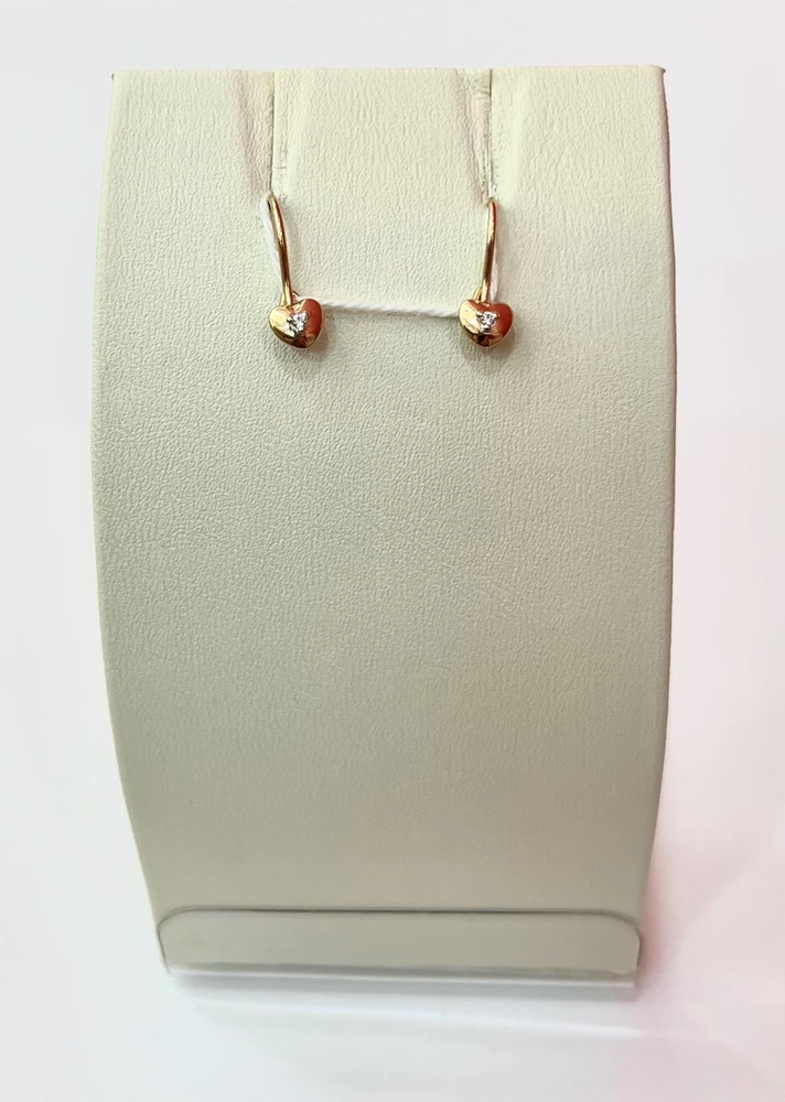 Серьги с фианитом из красного золота 585 пробы