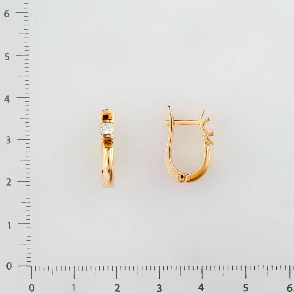 Серьги с фианитом из красного золота 585 пробы