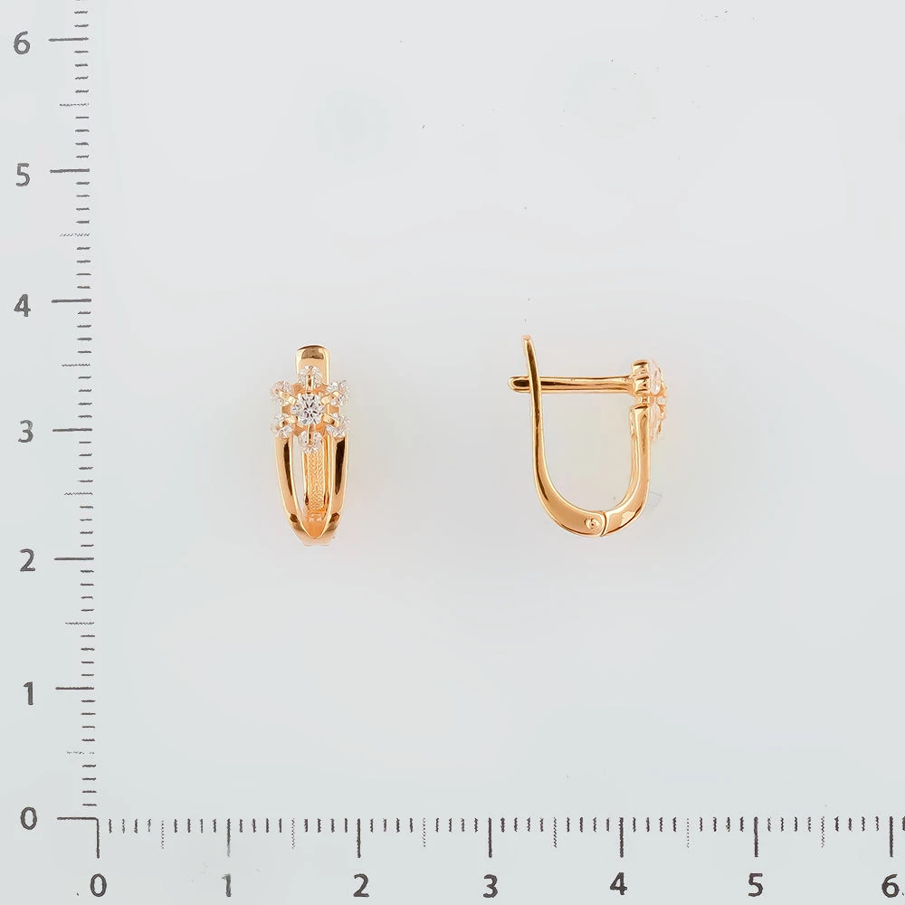 Серьги с фианитом из красного золота 585 пробы