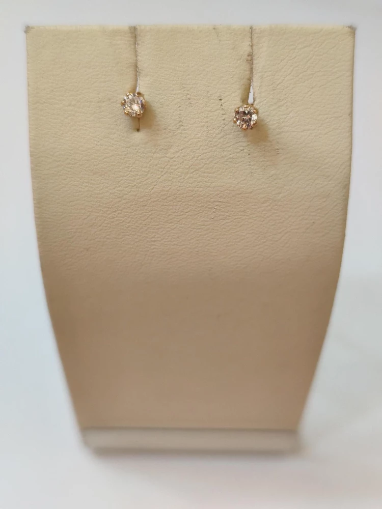 Серьги с фианитом из красного золота 585 пробы