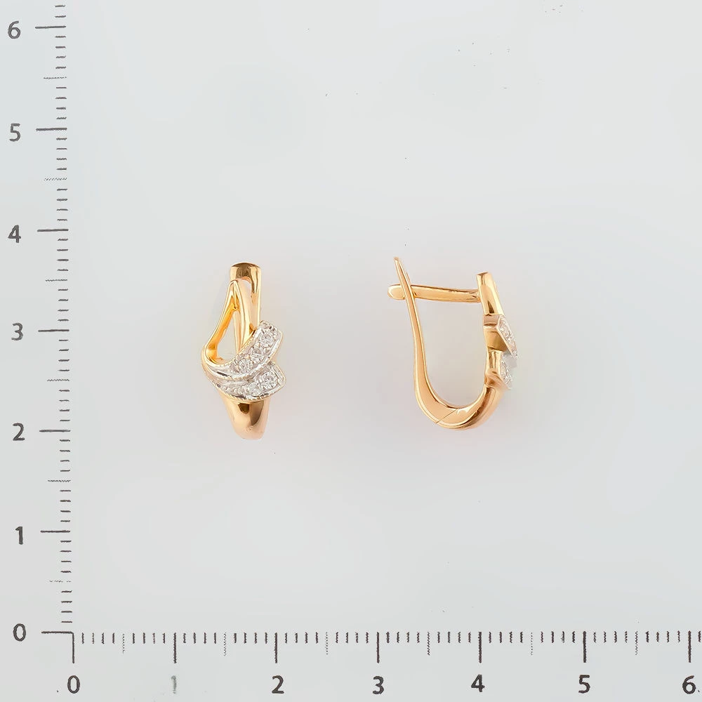Серьги с фианитом из красного золота 585 пробы