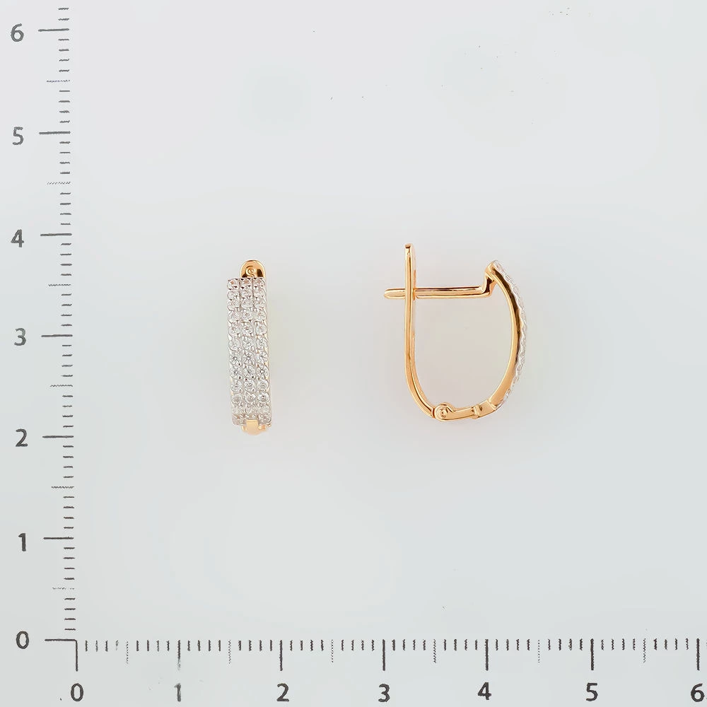 Серьги с фианитом из красного золота 585 пробы