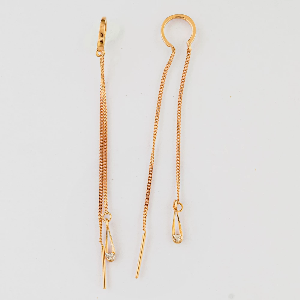 Серьги с бриллиантом из красного золота 585 пробы