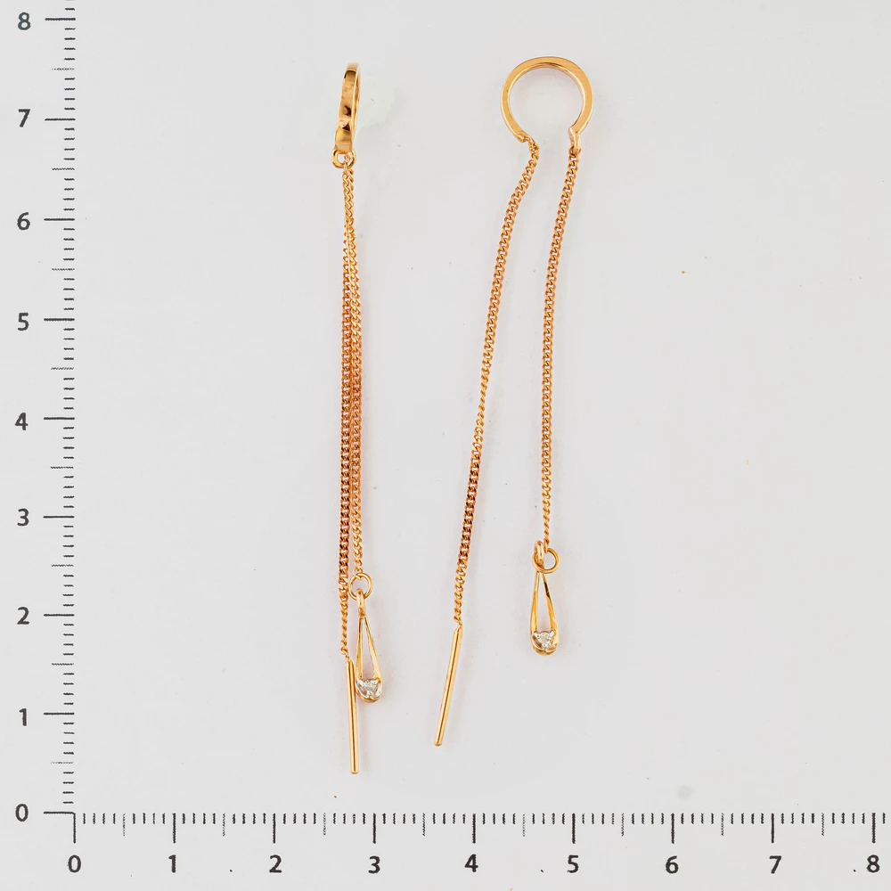 Серьги с бриллиантом из красного золота 585 пробы