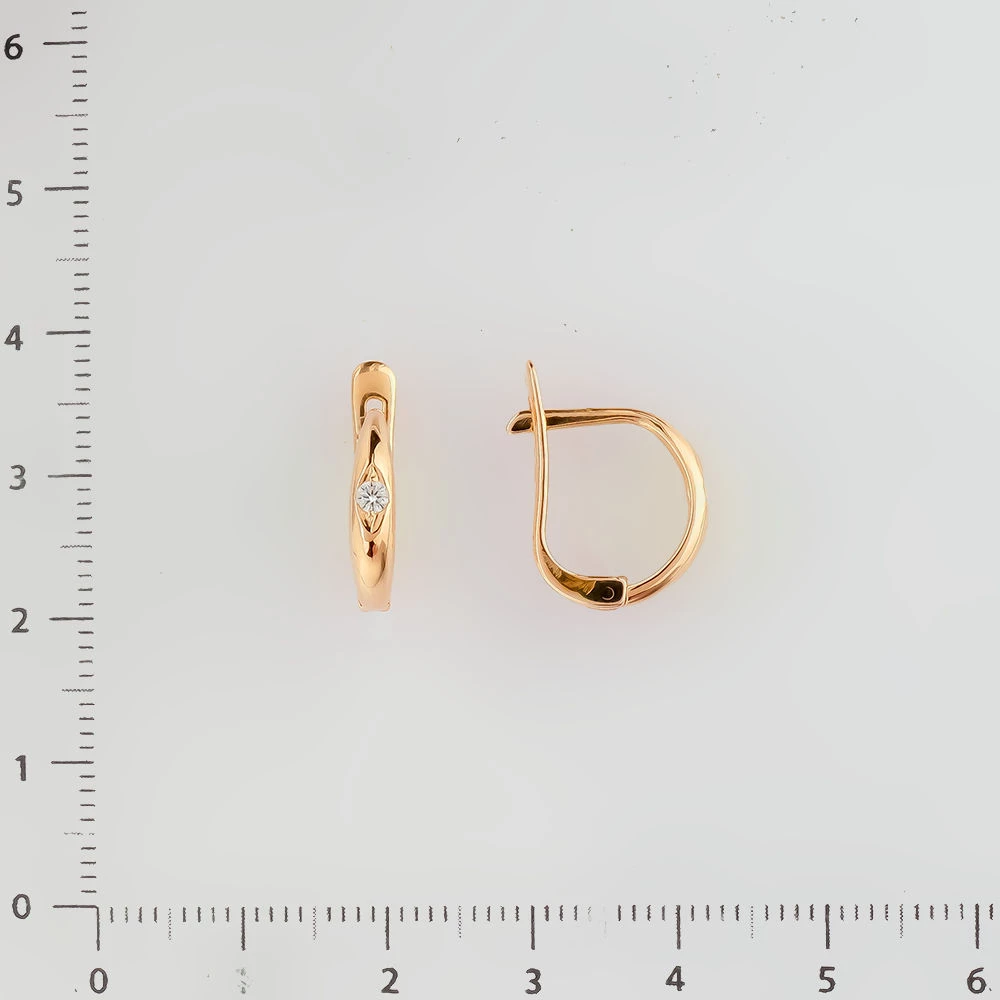 Серьги с фианитом из красного золота 585 пробы