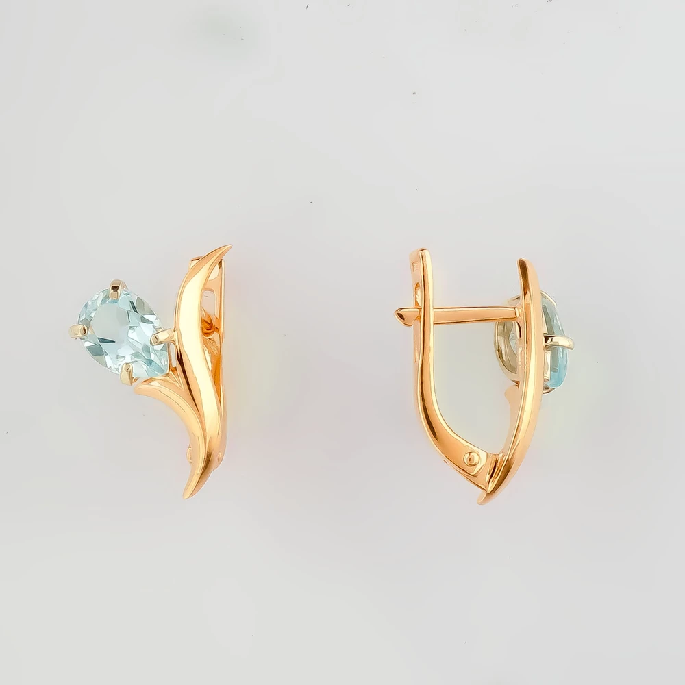 Серьги с топазом из красного золота 585 пробы