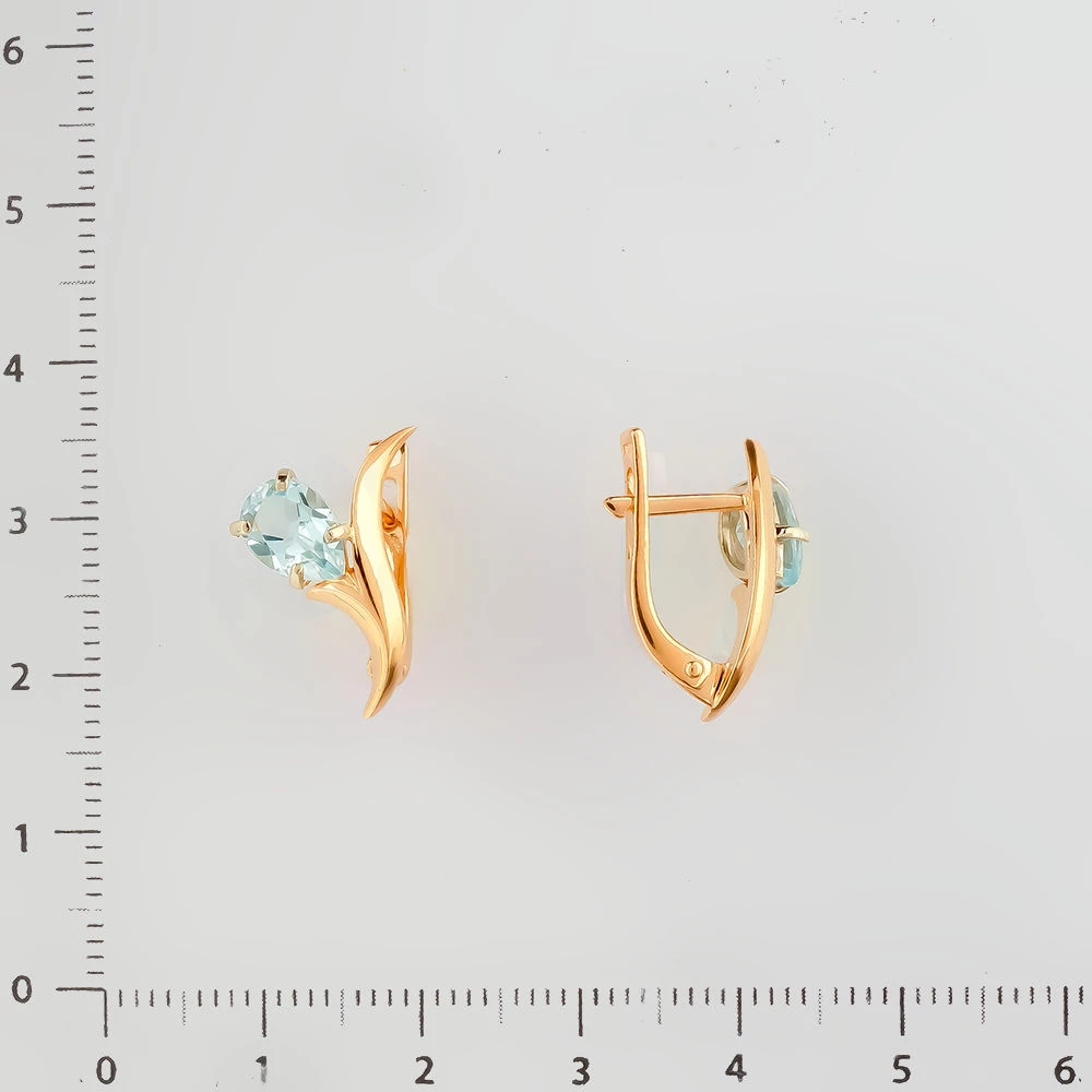 Серьги с топазом из красного золота 585 пробы